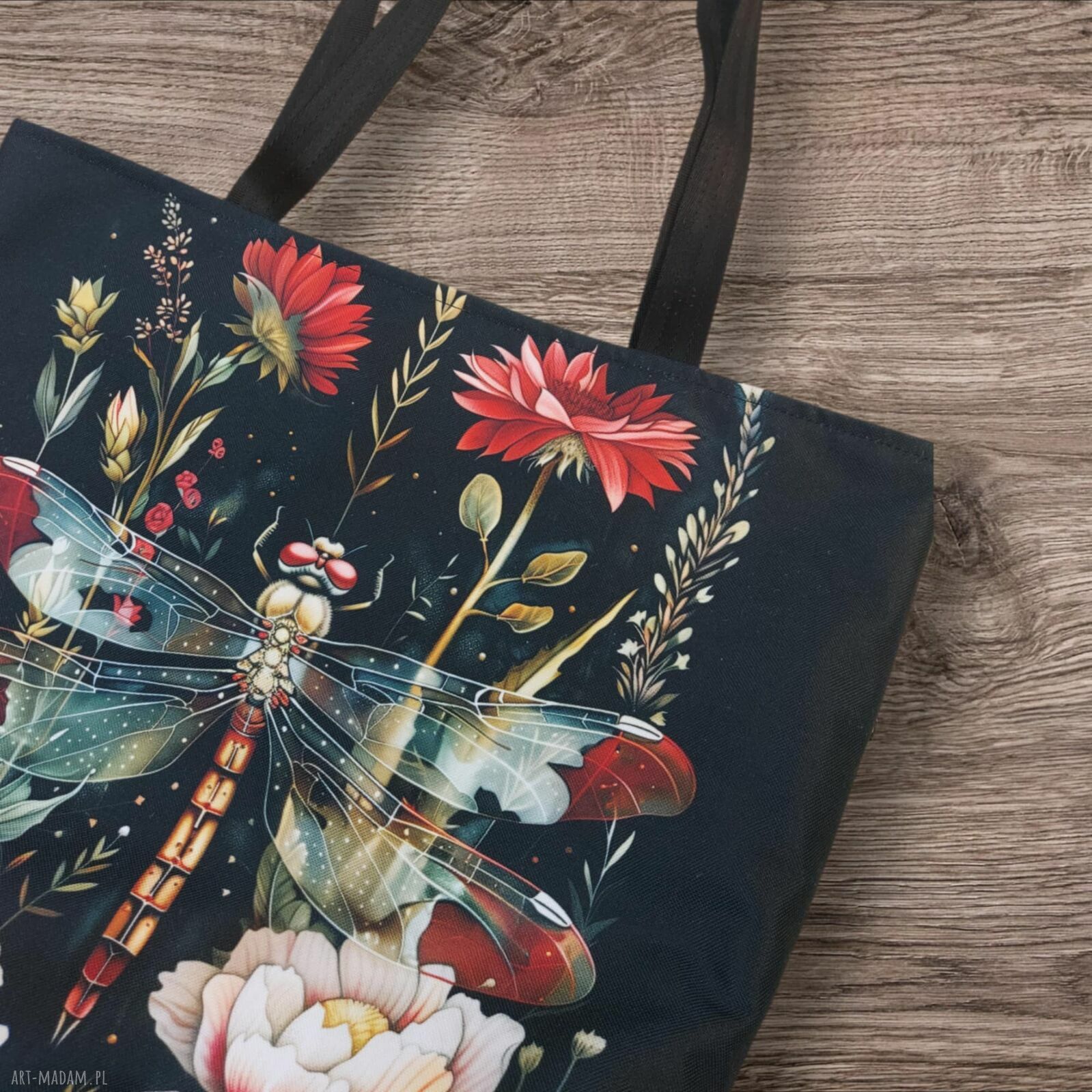 Torba zakupowa wodoodporna z ważką - shopperka handmade