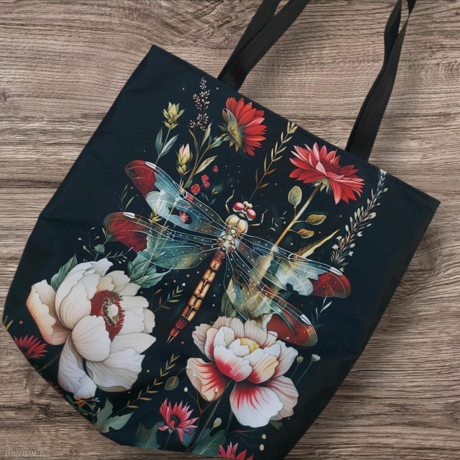 Torba zakupowa wodoodporna z ważką - shopperka handmade