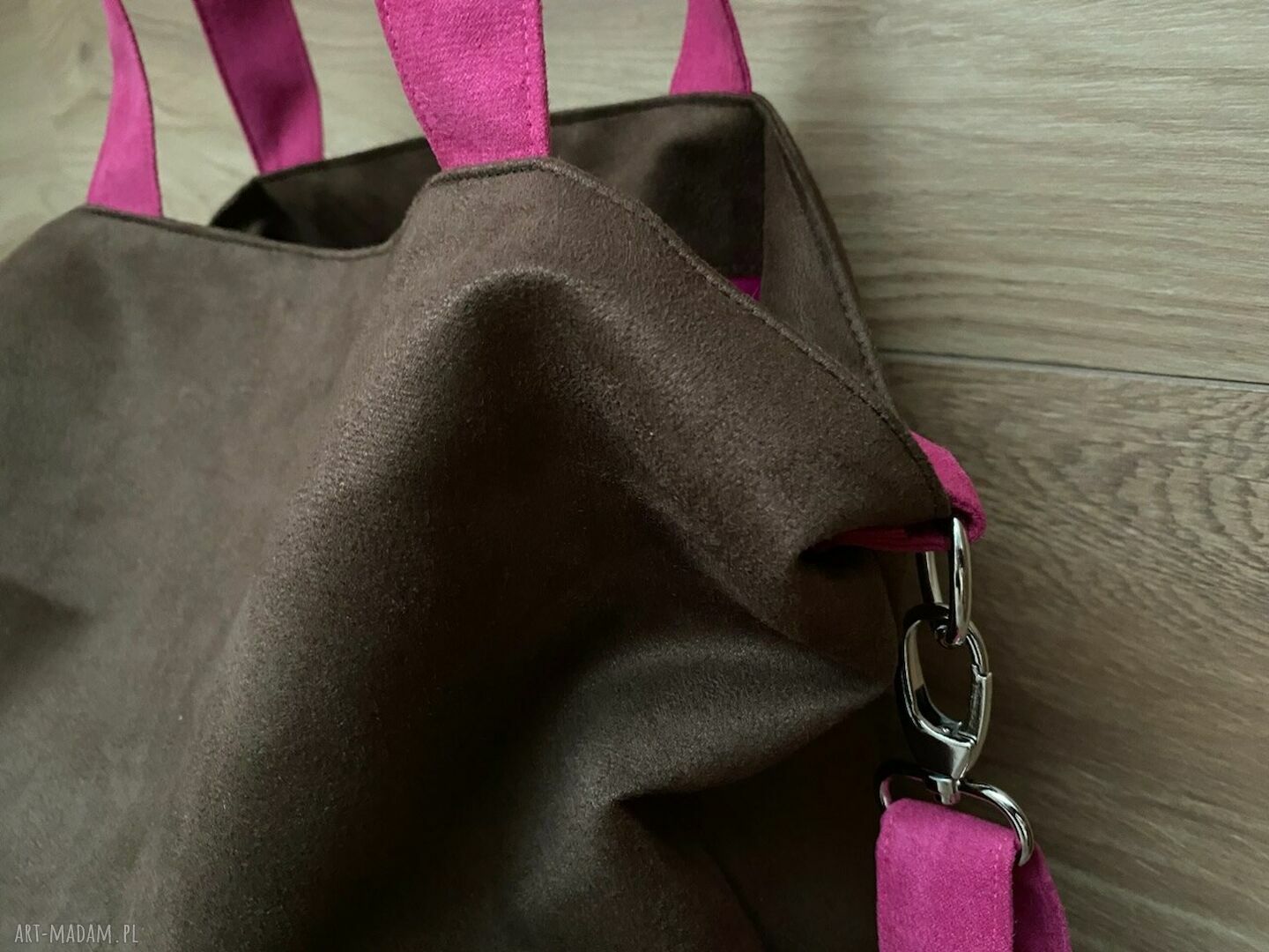 Torba na ramię XXL - czekoladowy brąz, fuksja