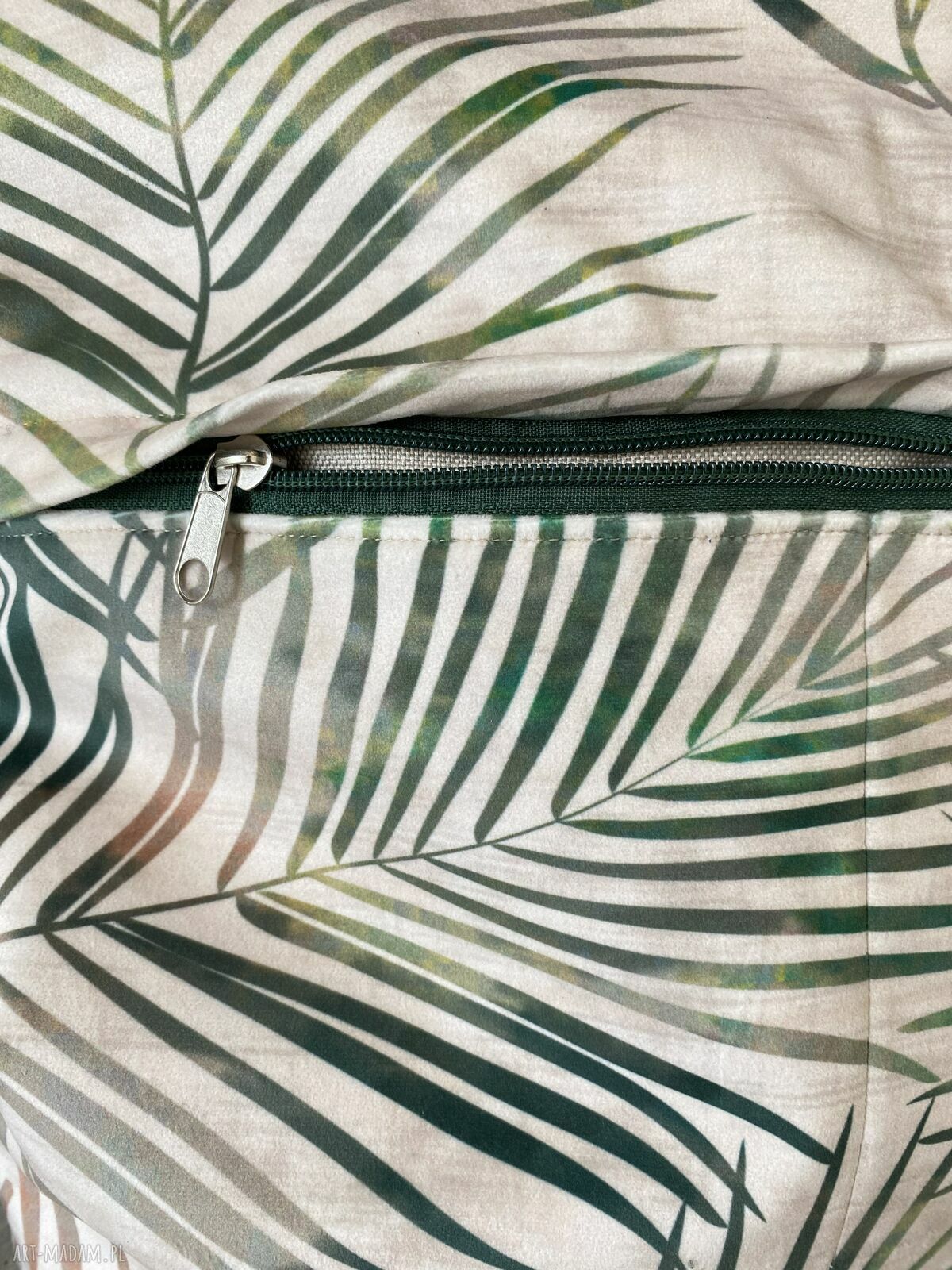 Torba na ramię z weluru - print liście palmy