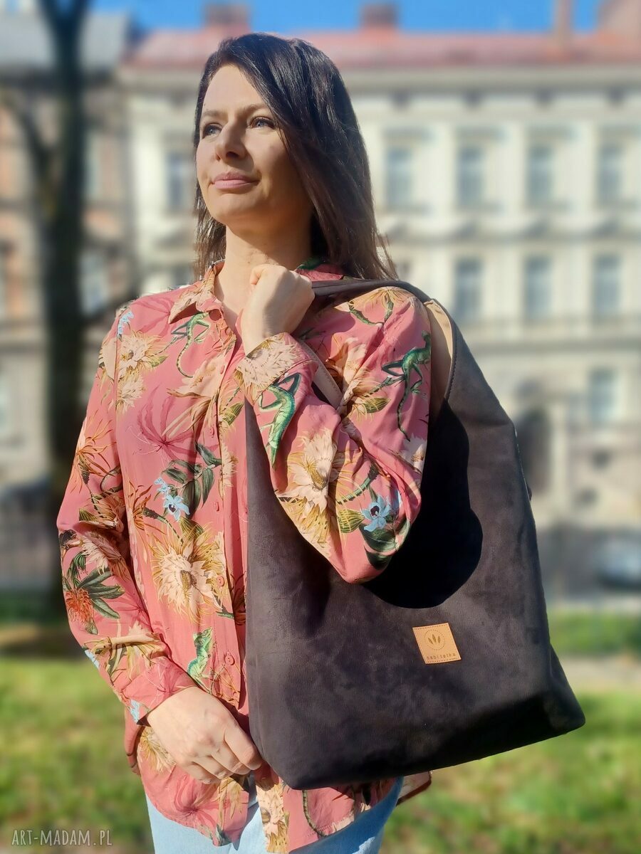 Zamszowa torba Hobo Bonita w kolorze czekoladowym na ramię