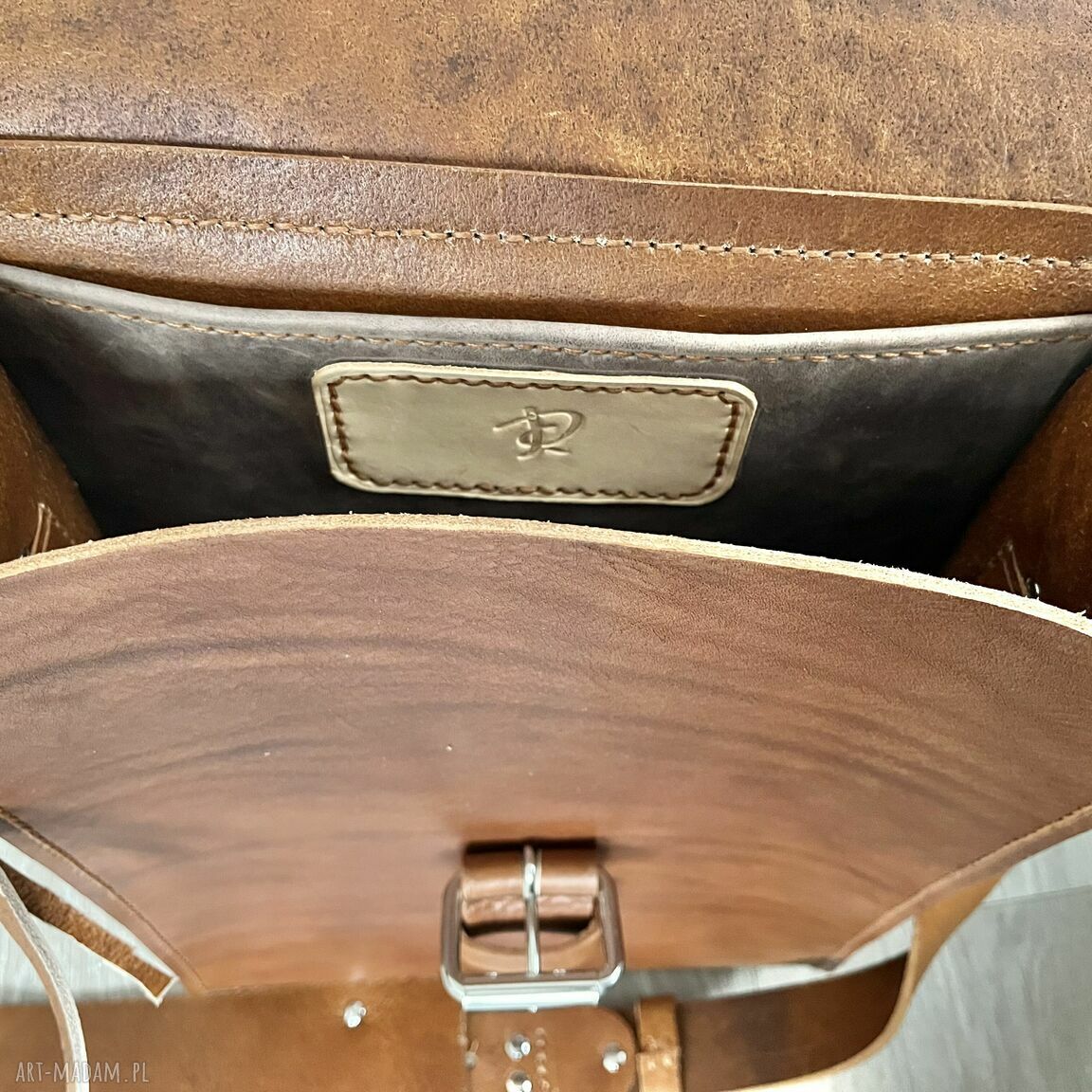 Brązowa torba skórzana A4 na ramię - ręcznie uszyta vintage