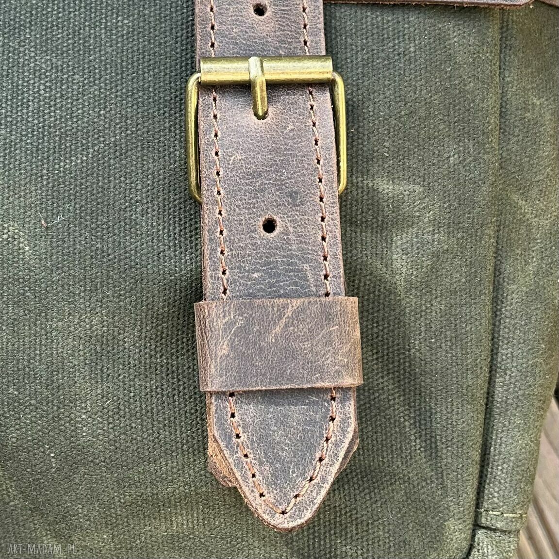 teczki: Torba ze skóry i bawełny woskowanej Wax Cotton Vintage. Brązowo zielona khaki