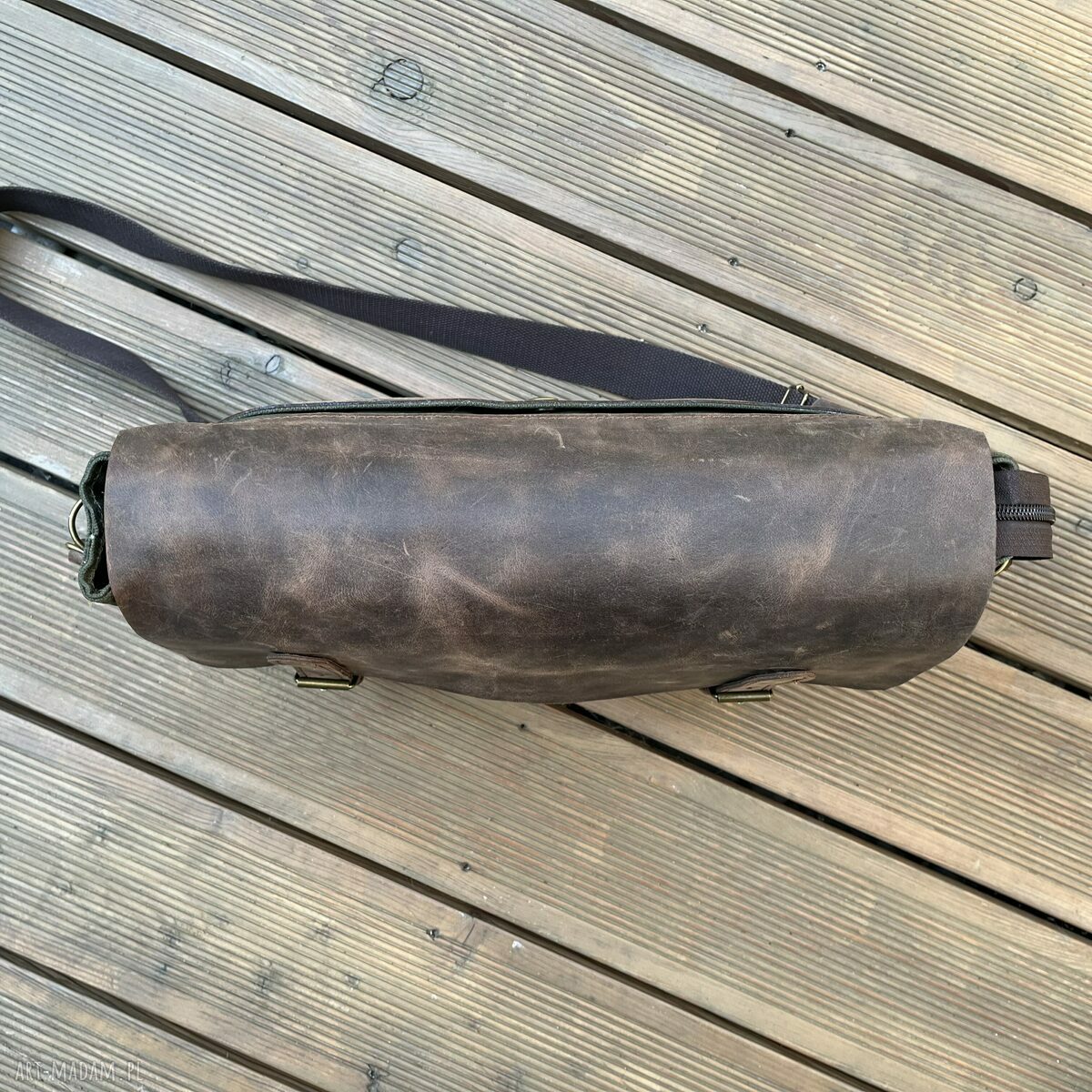 teczki: Torba ze skóry i bawełny woskowanej Wax Cotton Vintage. Brązowo zielona khaki