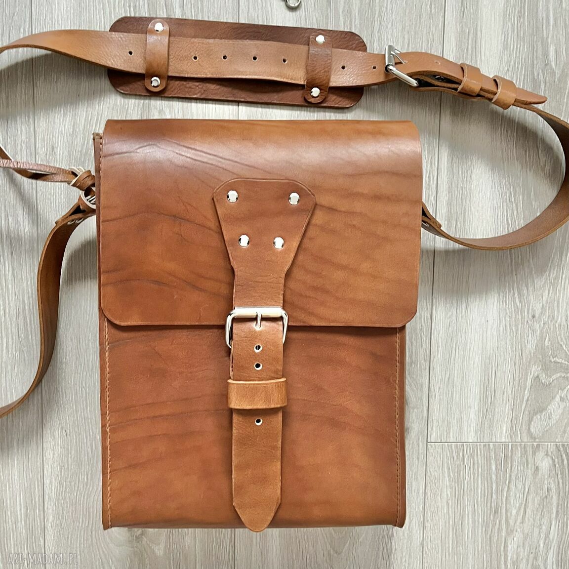 Torba skóry ramię format ręcznie uszyta skórzana duża pracy
