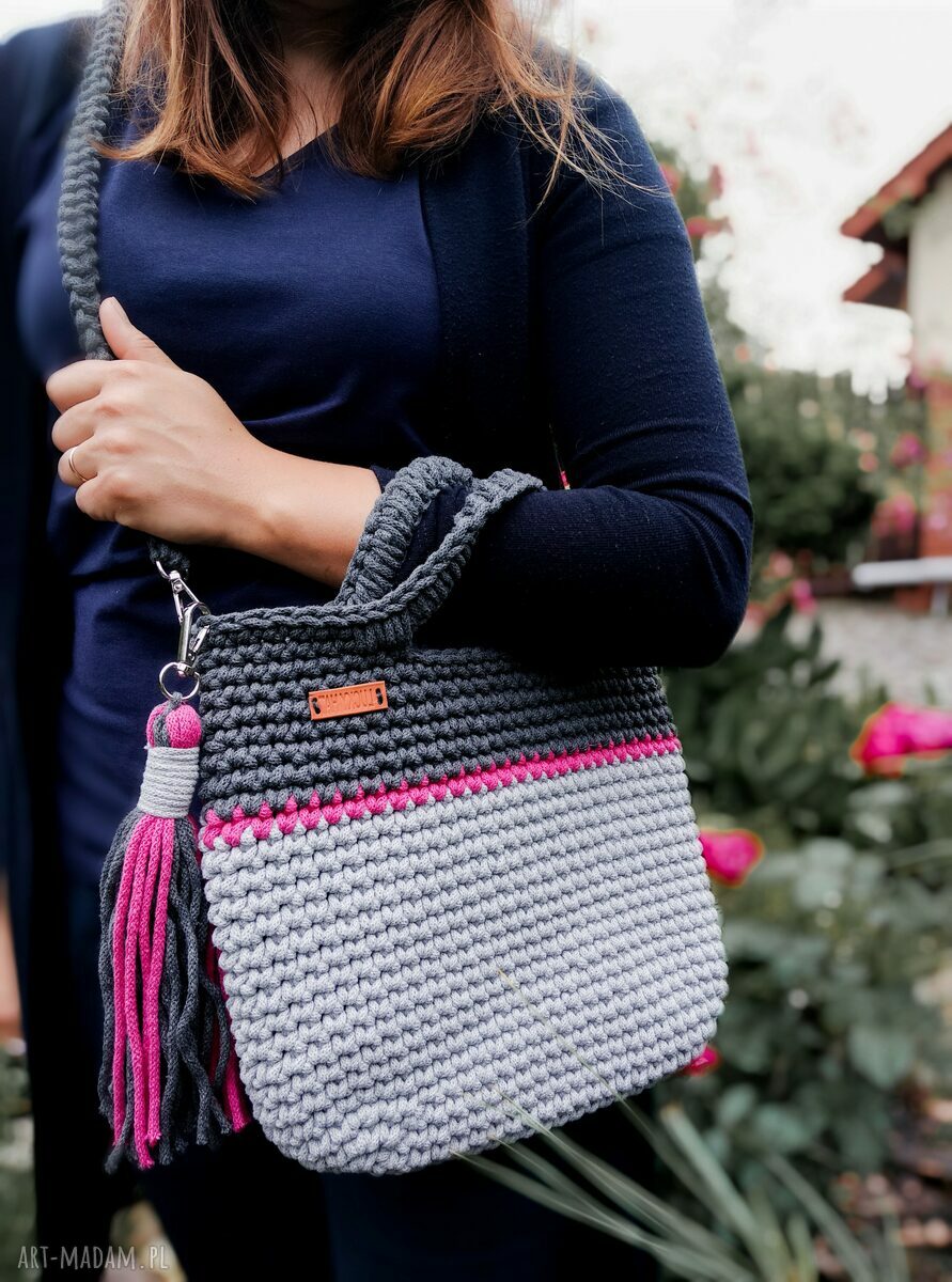 Torba ze sznurka na codzień - bawełniana torebka szydełkowa handmade