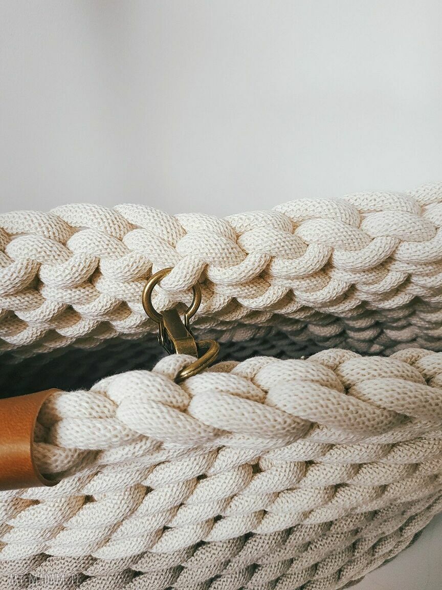 Torba ze sznurka bawełnianego na ramię 'Boho Weave Bag' - beżowe ombre