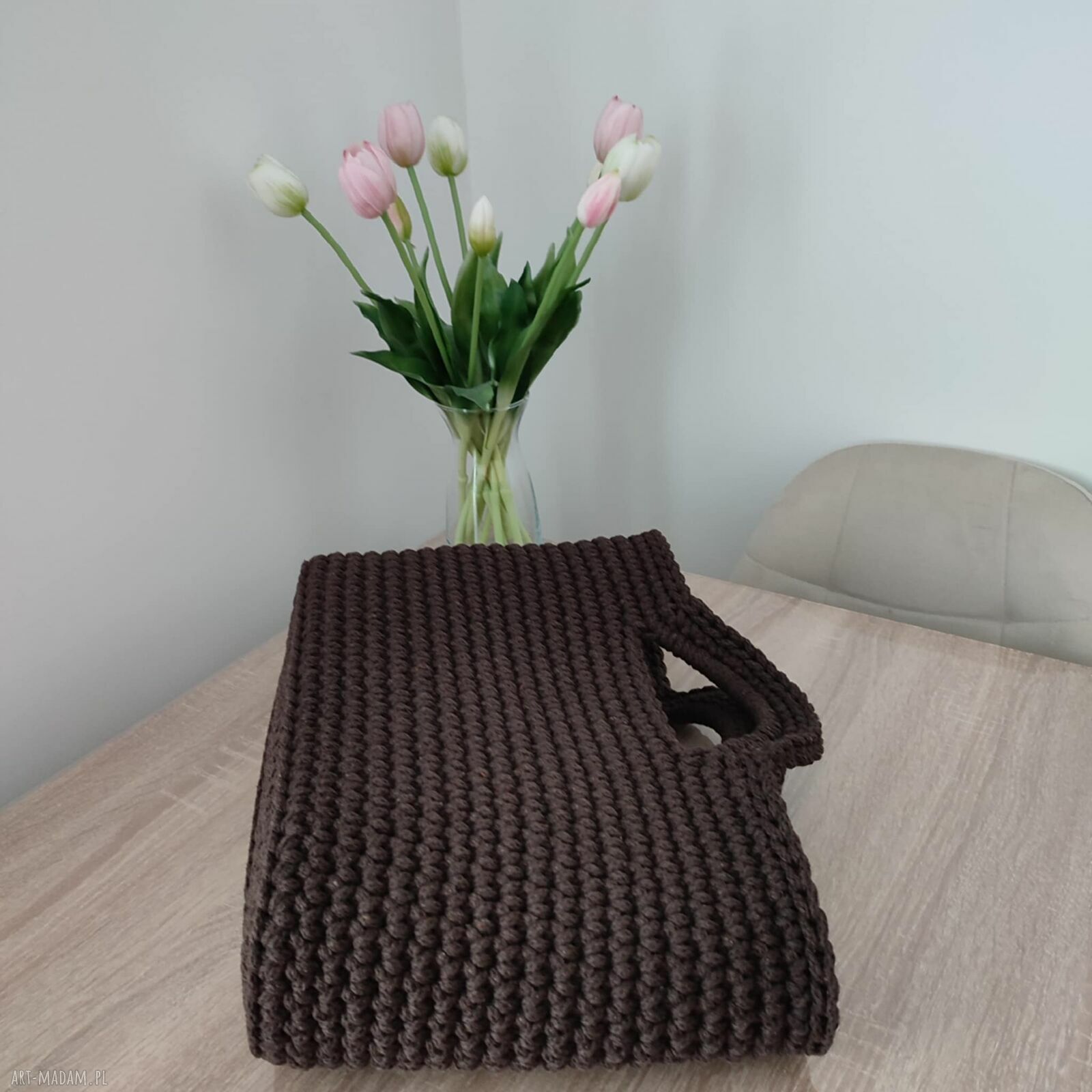 Torba ze sznurka szydełkowa do ręki 35x25 cm - ręcznie robiona