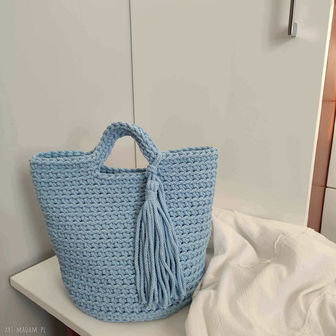 Torba do ręki ze sznurka 23x30 cm - ręczne wykonanie