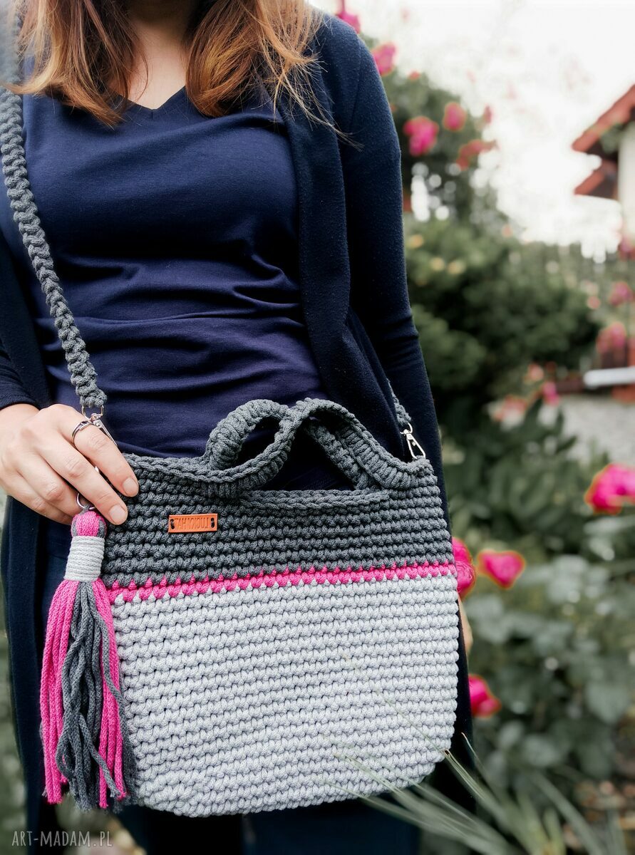 Torba ze sznurka na codzień - bawełniana torebka szydełkowa handmade