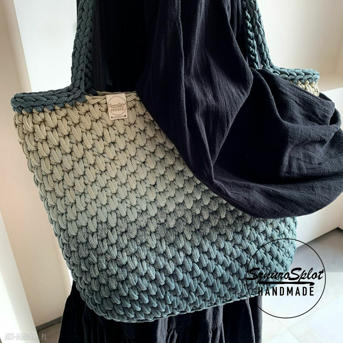 Torba ze sznurka na ramię - shopperka handmade ze sznurka poliestrowego
