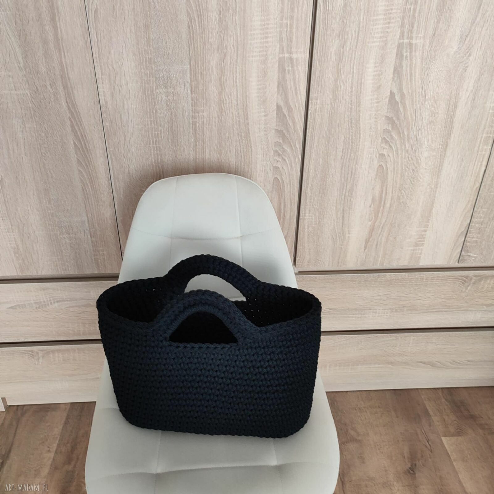 Torba do ręki 35x25 cm - szydełkowy koszyk z polskiego sznurka bawełnianego
