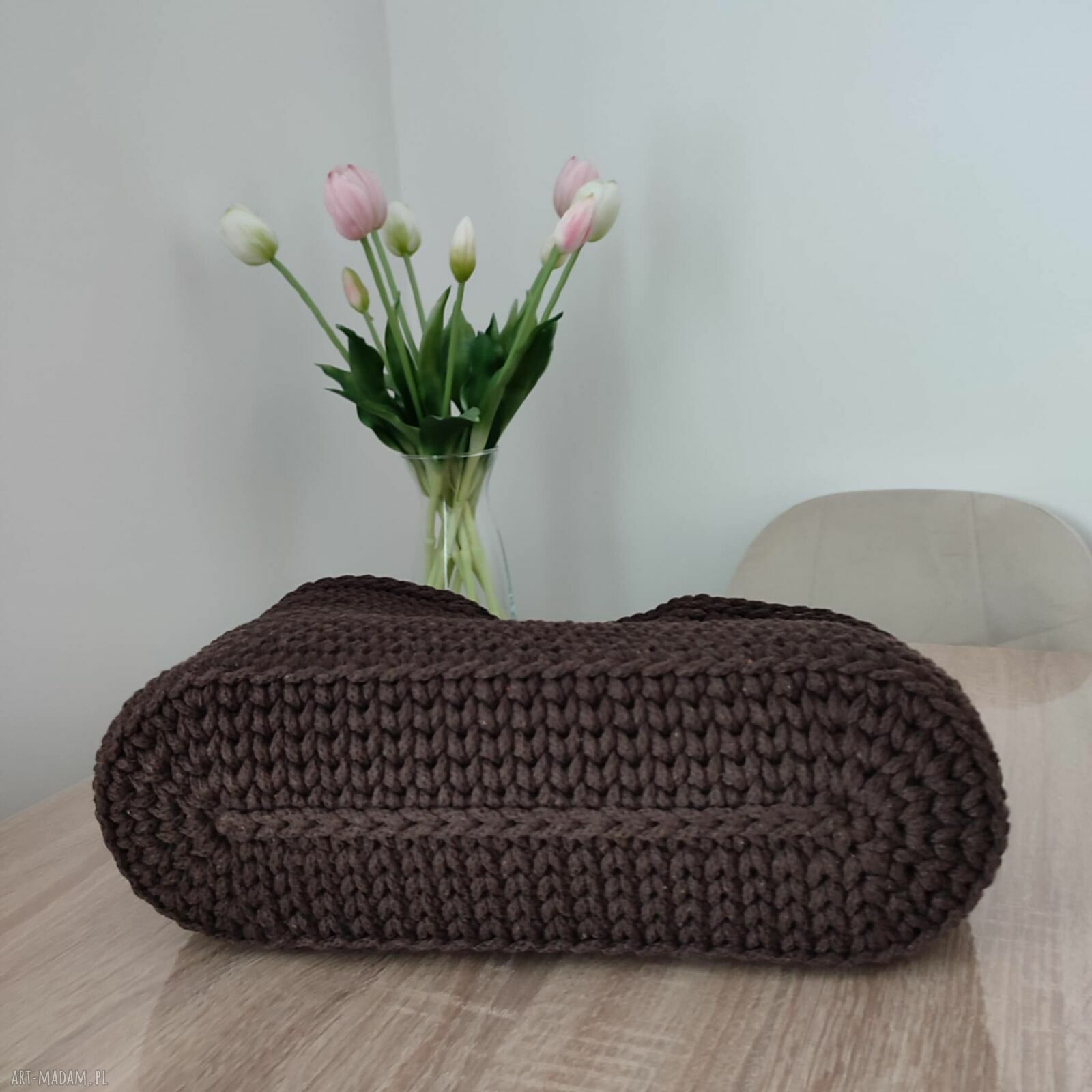 Torba ze sznurka szydełkowa do ręki 35x25 cm - ręcznie robiona