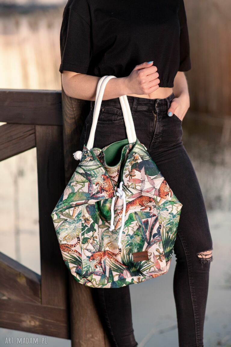 Duża wzorzysta torebka plażowa wodoodporna ramię gepardy torebki