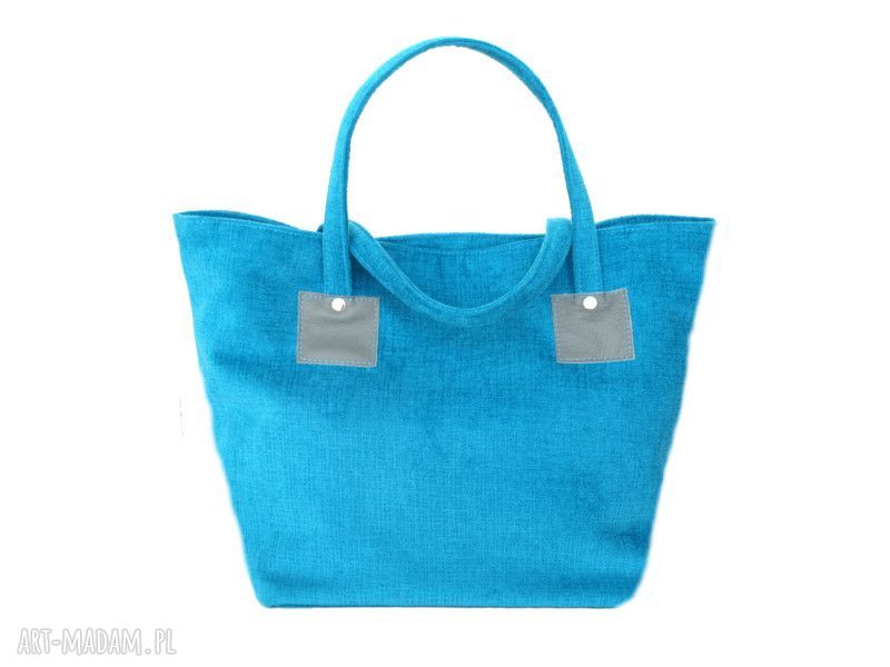 Turkusowa torebka shopper ekologiczna, ręcznie robiona torba na zakupy