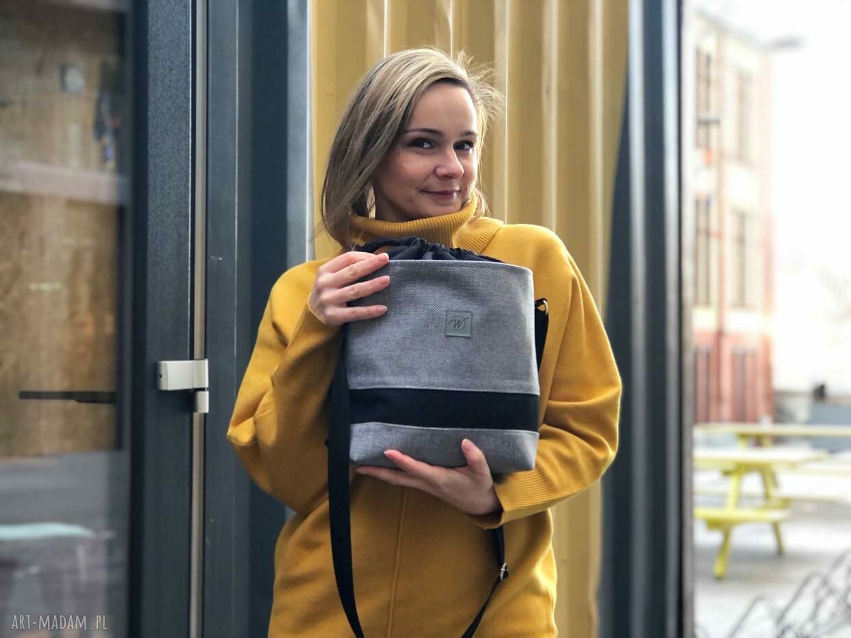 Torebka April Mini szara z czarnym - crossbody na ramię (handmade)