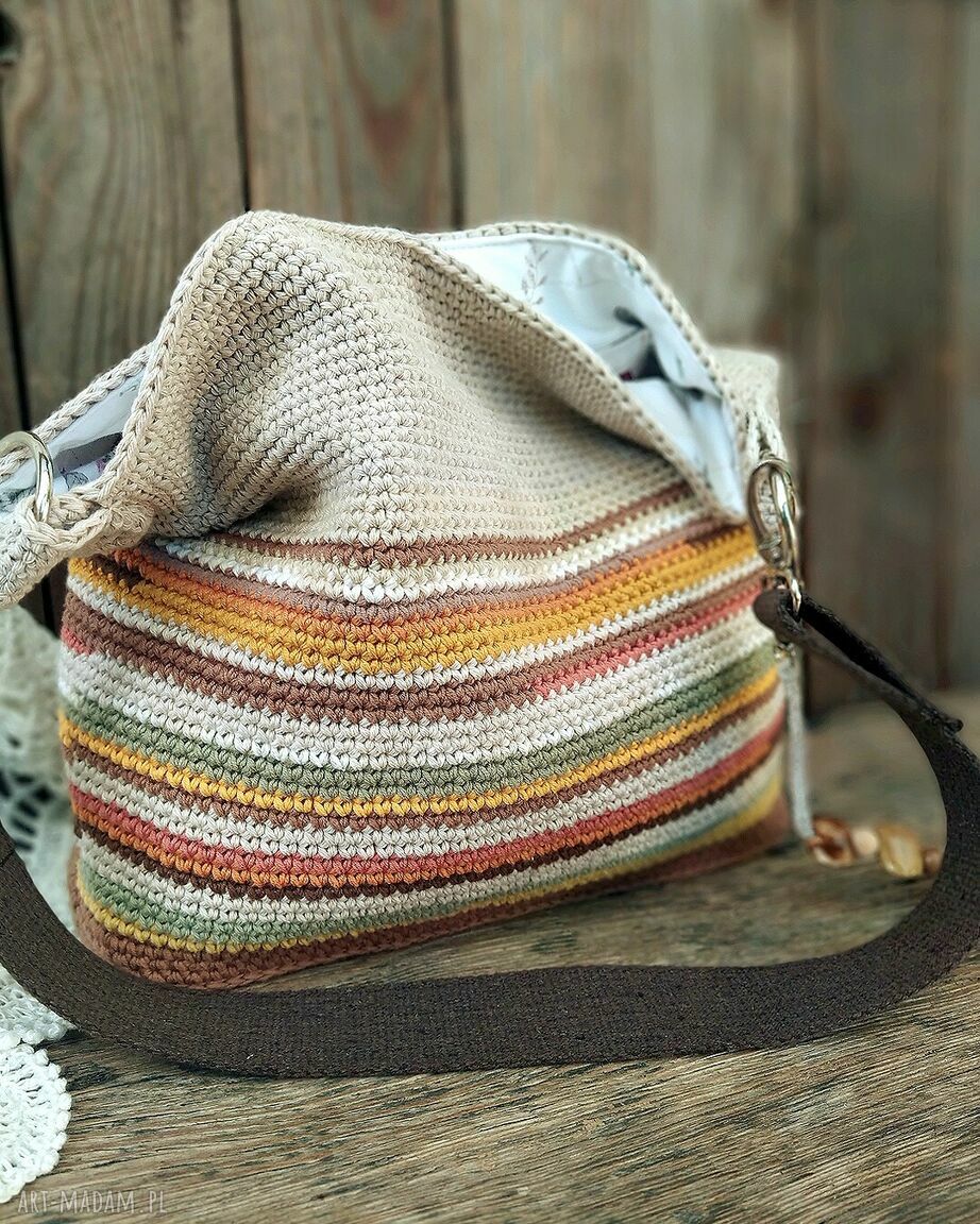Torebka na ramię Pastelowe Lato - szydełkowa bawełniana handmade