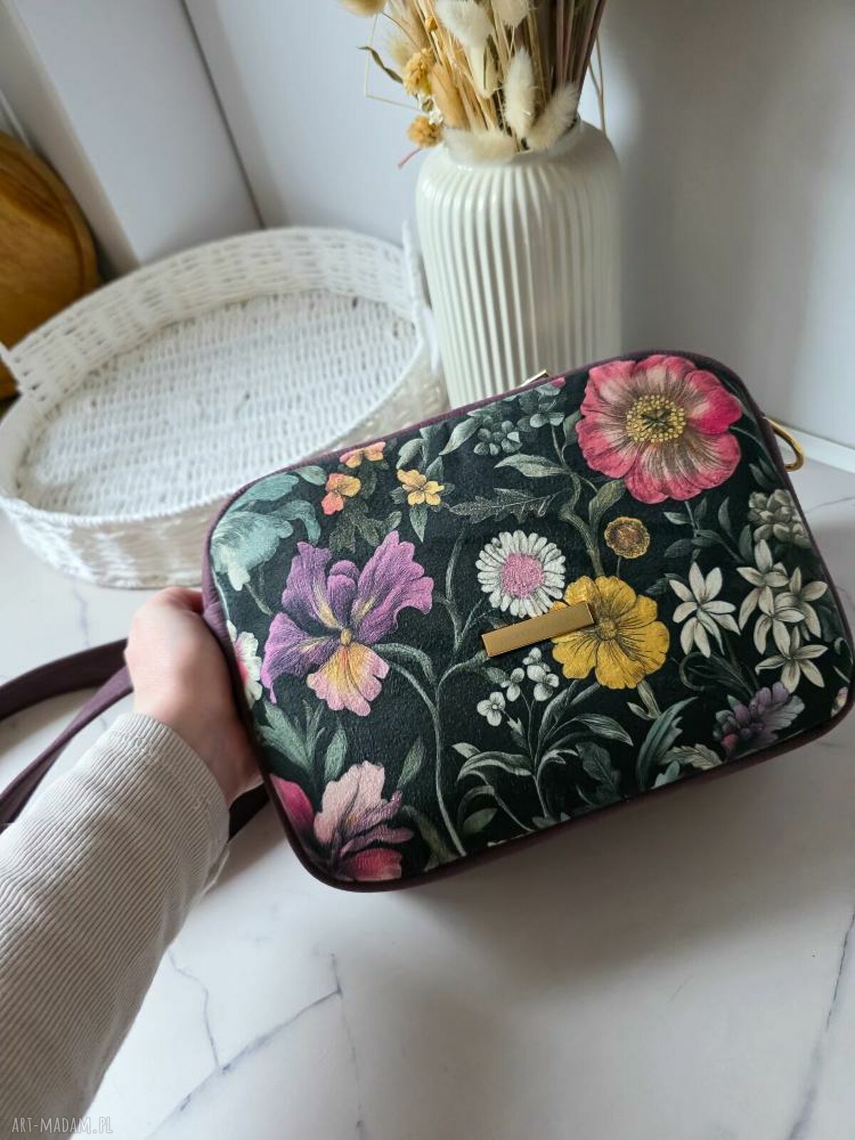 Torebka Box Prostokątna w Kwiaty na Ramię - handmade