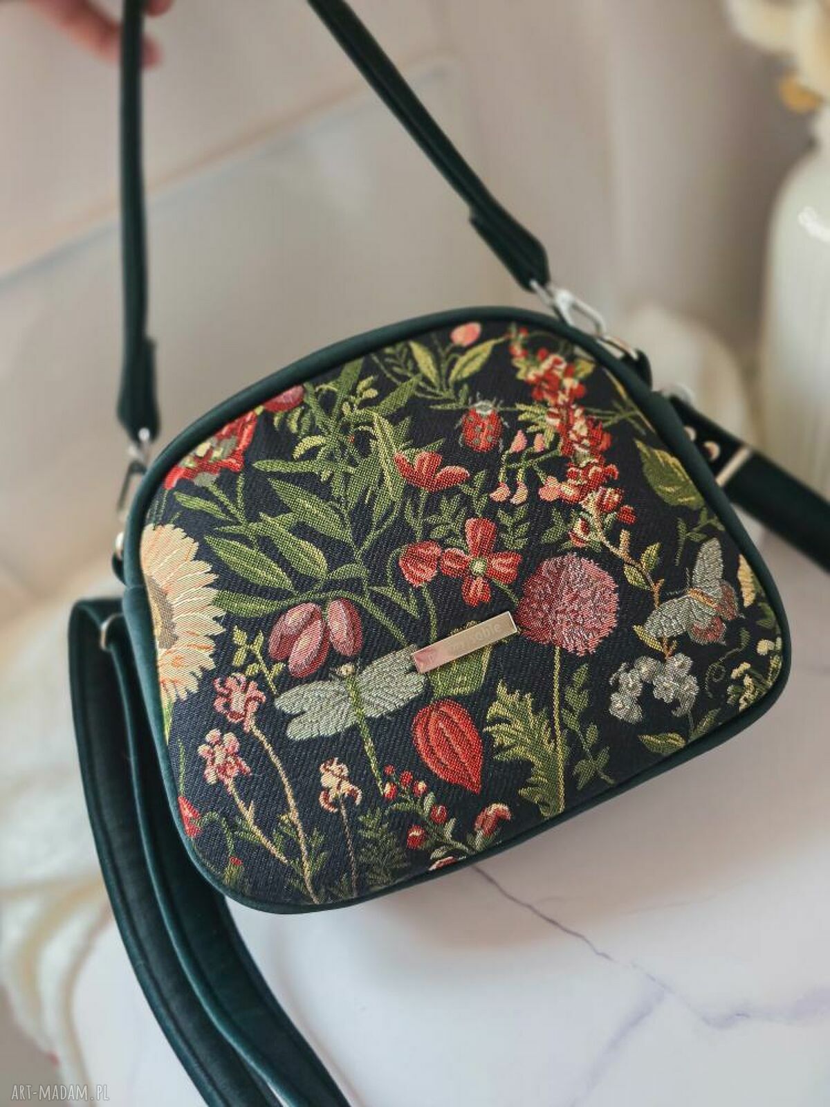 Torebka Box Ada w Kwiaty - handmade na ramię z praktycznymi kieszeniami
