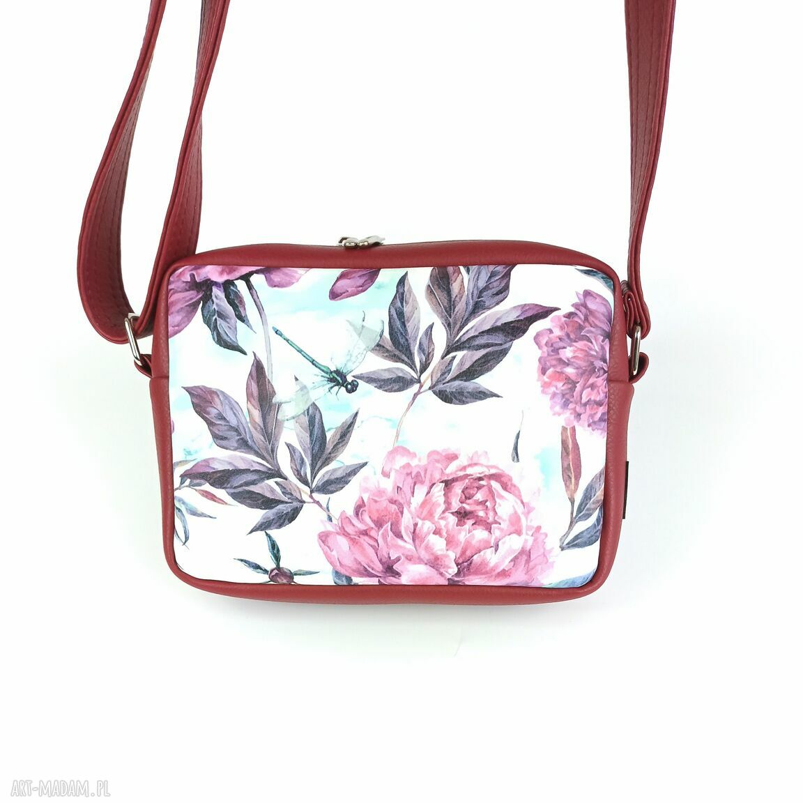 Torebka box PIWONIE BORDO na ramię