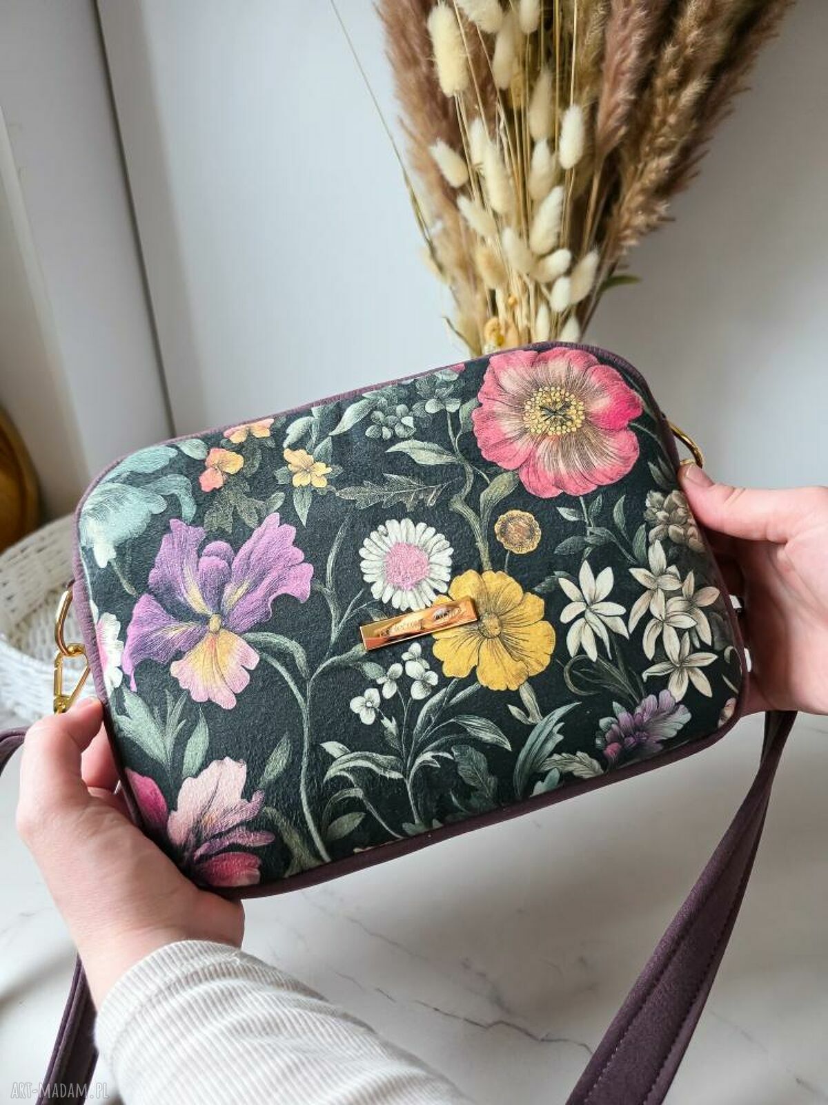 Torebka Box Prostokątna w Kwiaty na Ramię - handmade