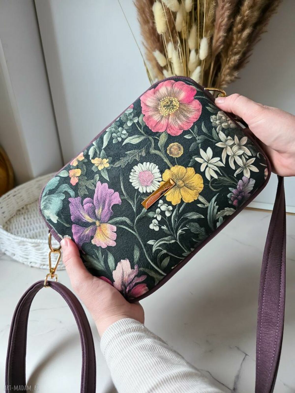 Torebka Box Prostokątna w Kwiaty na Ramię - handmade