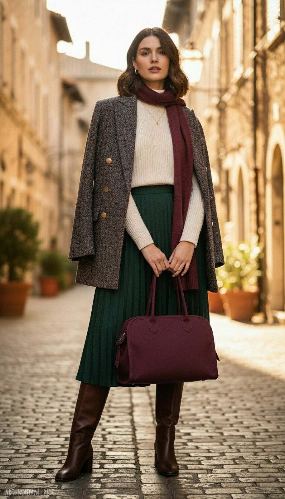Torebka business chic LS06 bordowa