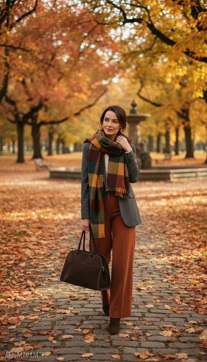 Torebka business chic LS06 brązowa - naturalna skóra i zamsz do pracy