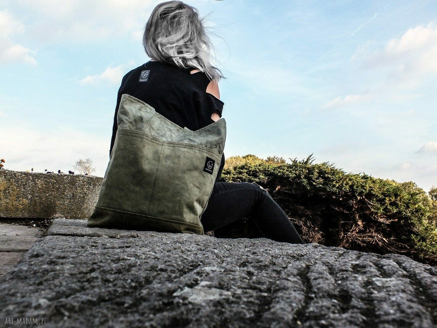Torebka canvas khaki farbowana