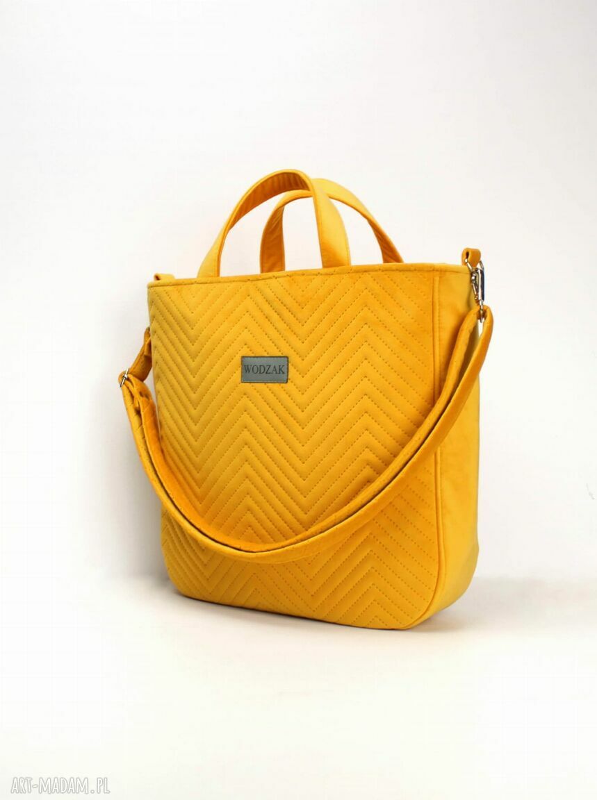 na ramię: Torebka damska Aurora z żółtego weluru Ręcznie wykonane
