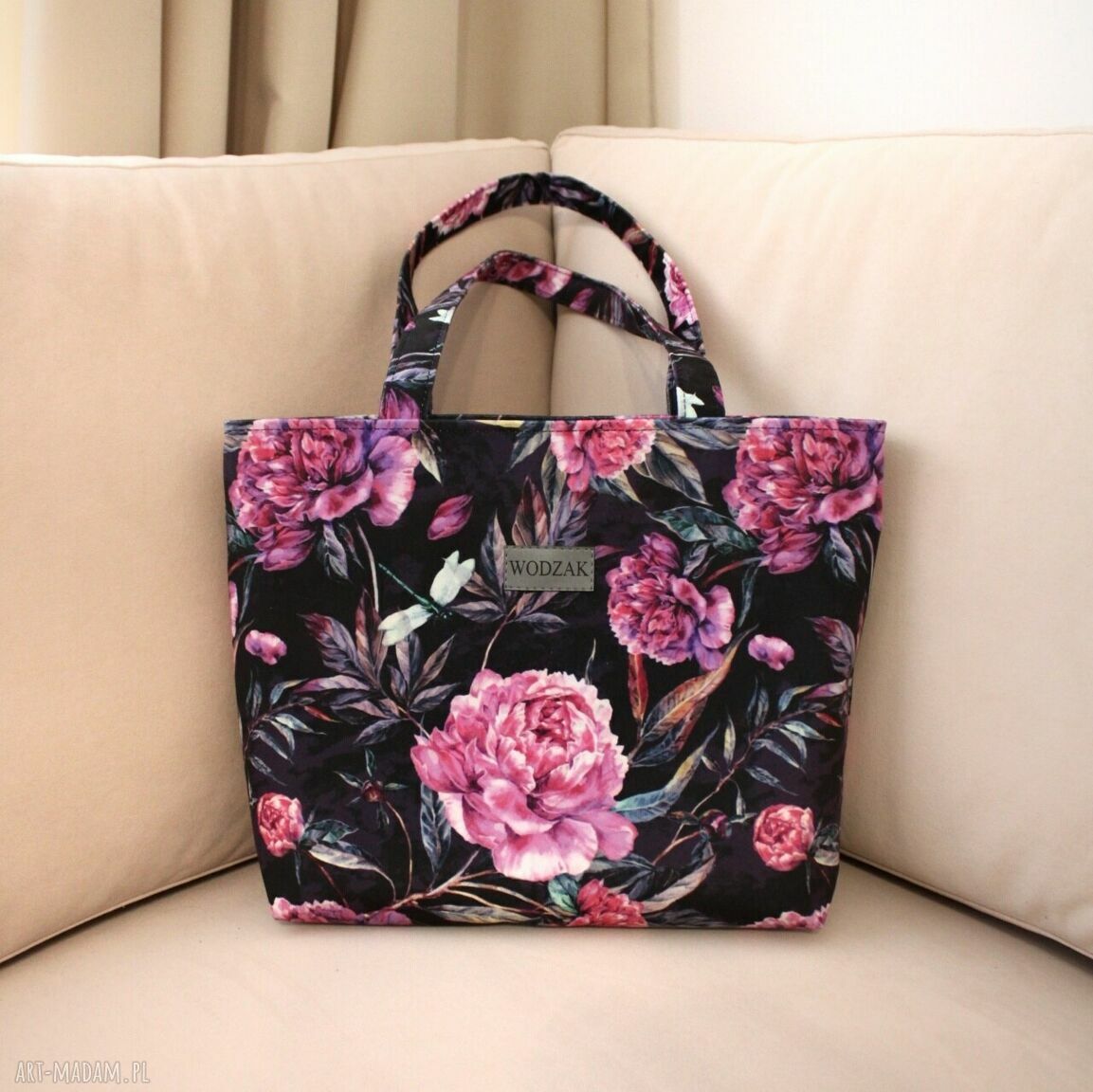 Torebka damska clara różowe peonie piwonie kwiaty prezent dla