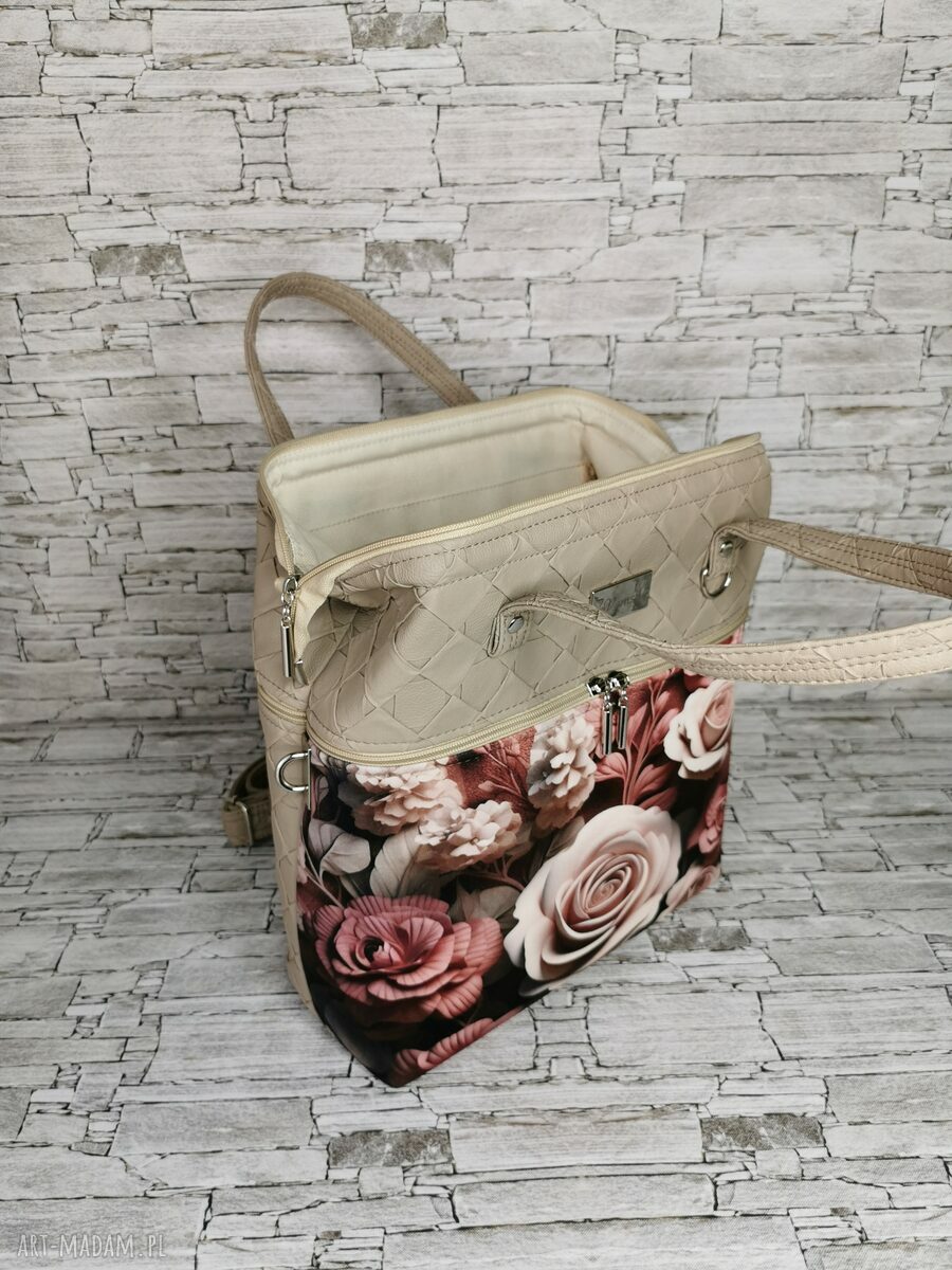 na ramię: Torebka damska kuferek MISSY róże 3d Hand Made