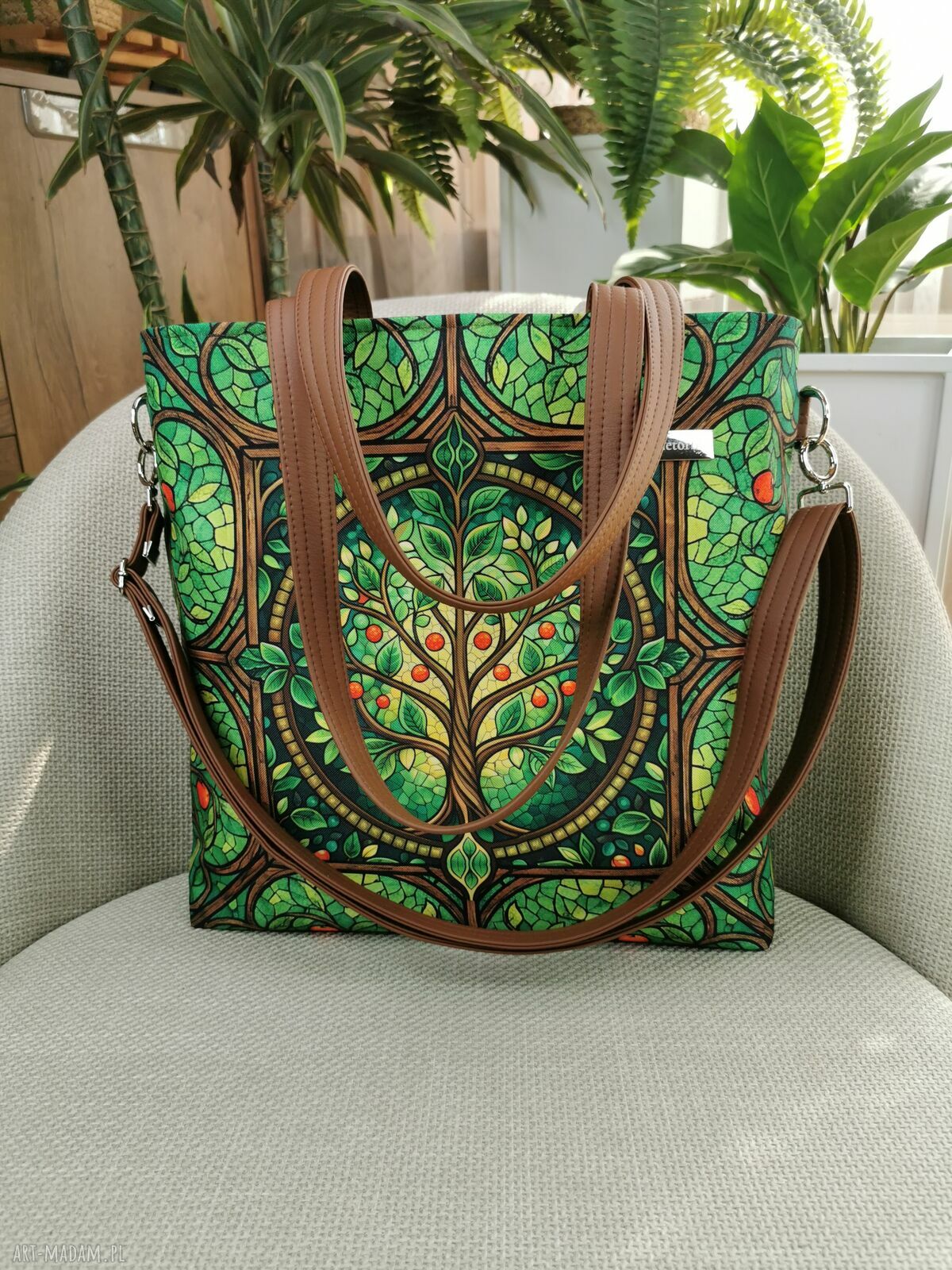 Torebka damska shopperka na ramię A4 z kosmetyczką - wodoodporna (handmade), w zestawie