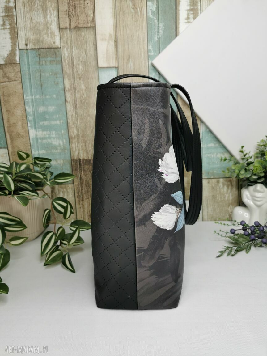 Torebka damska shopperka na ramię - pojemna (A4), polski produkt handmade