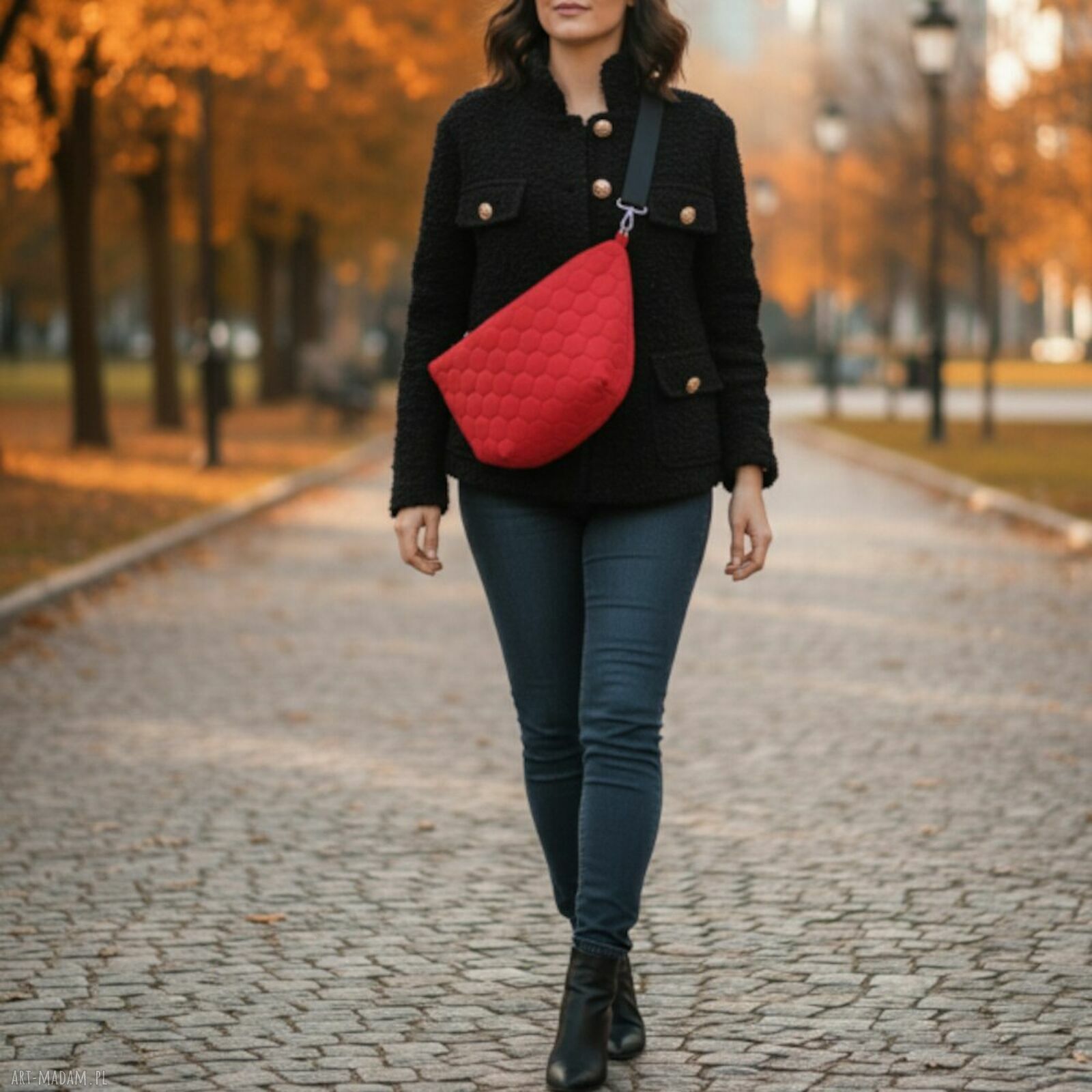 Torebka damska pikowana Hobo velvet bordo T01-H001 - na ramię i listonoszka