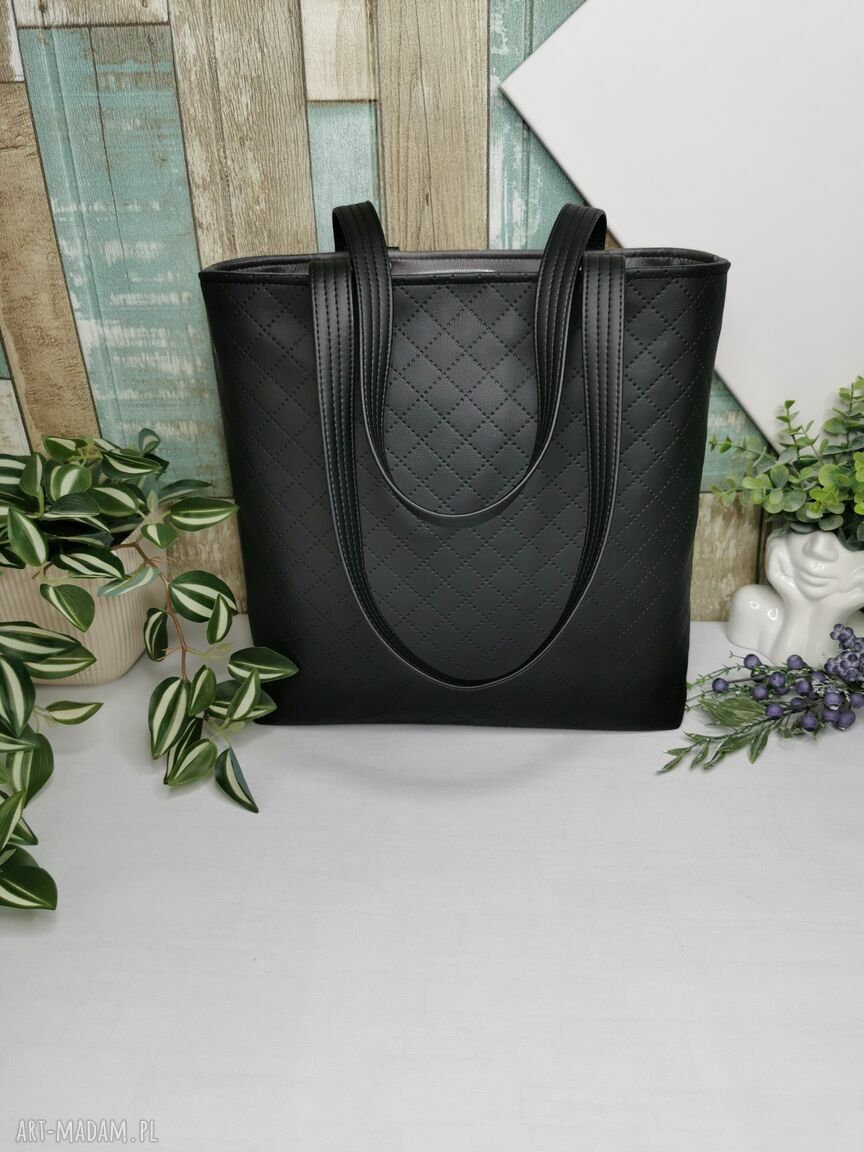 Torebka damska shopperka na ramię - pojemna (A4), polski produkt handmade