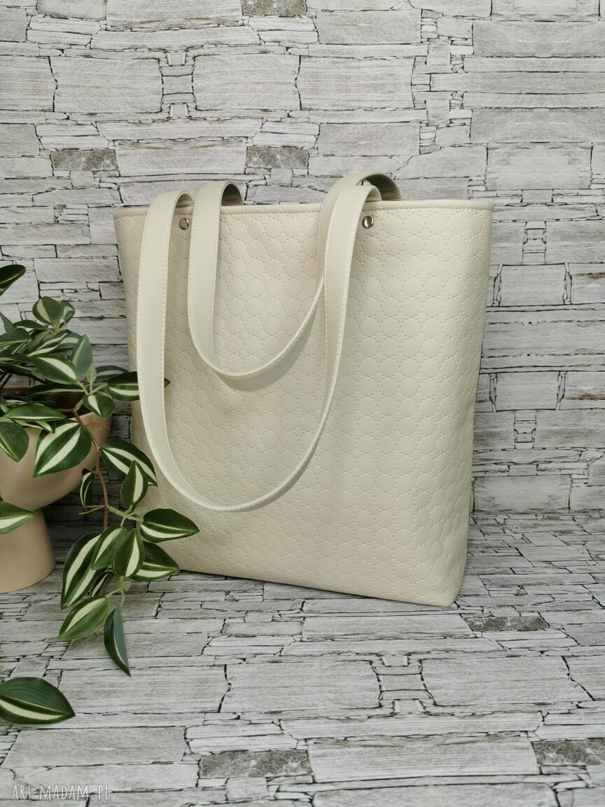 Pojemna handmade shopperka damska na ramię Pejzaż 4 - mieści A4