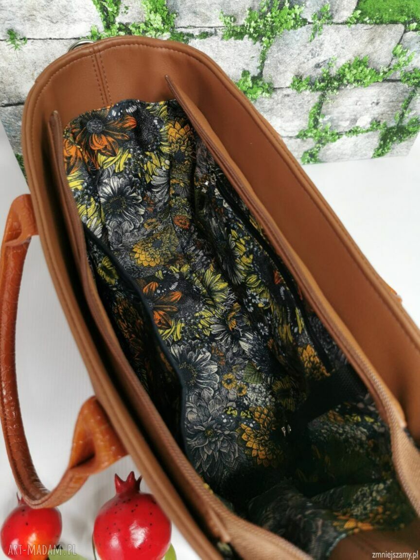 Torebka damska Sara na ramię - shopper A4 z brązowej ekoskóry
