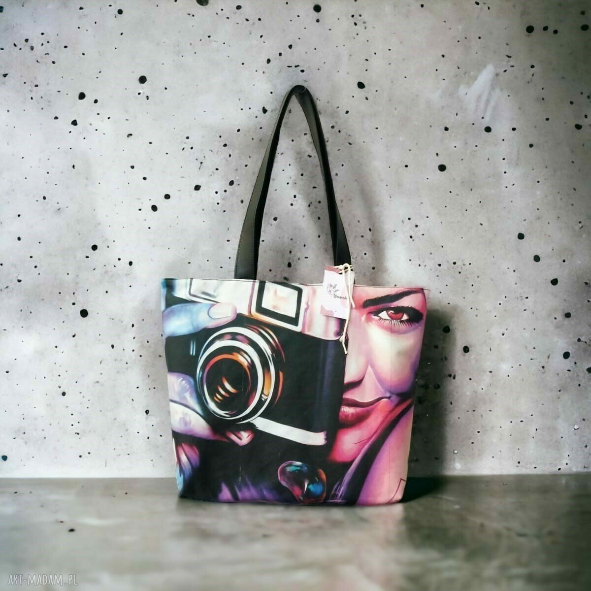 Torebka damska shopper Mural o pasji - na ramię