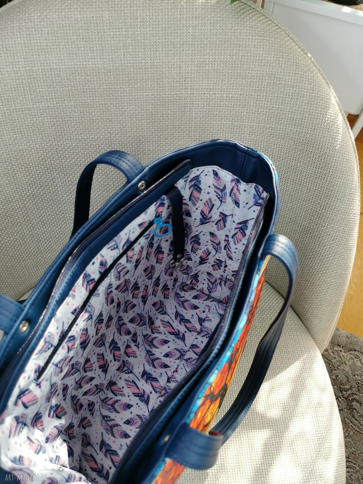 Shopperka damska na ramię z kosmetyczką - mozaika drzewo