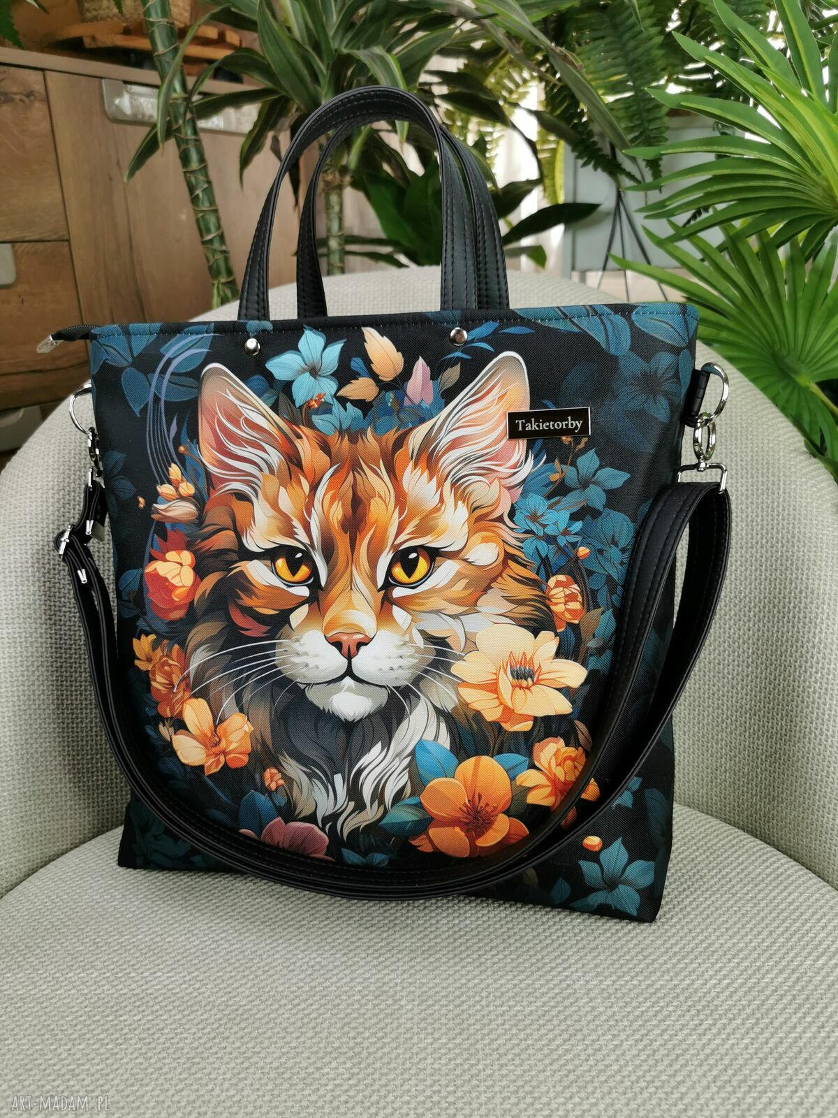 Torebka damska shopperka Kot 3 na ramię i do ręki A4