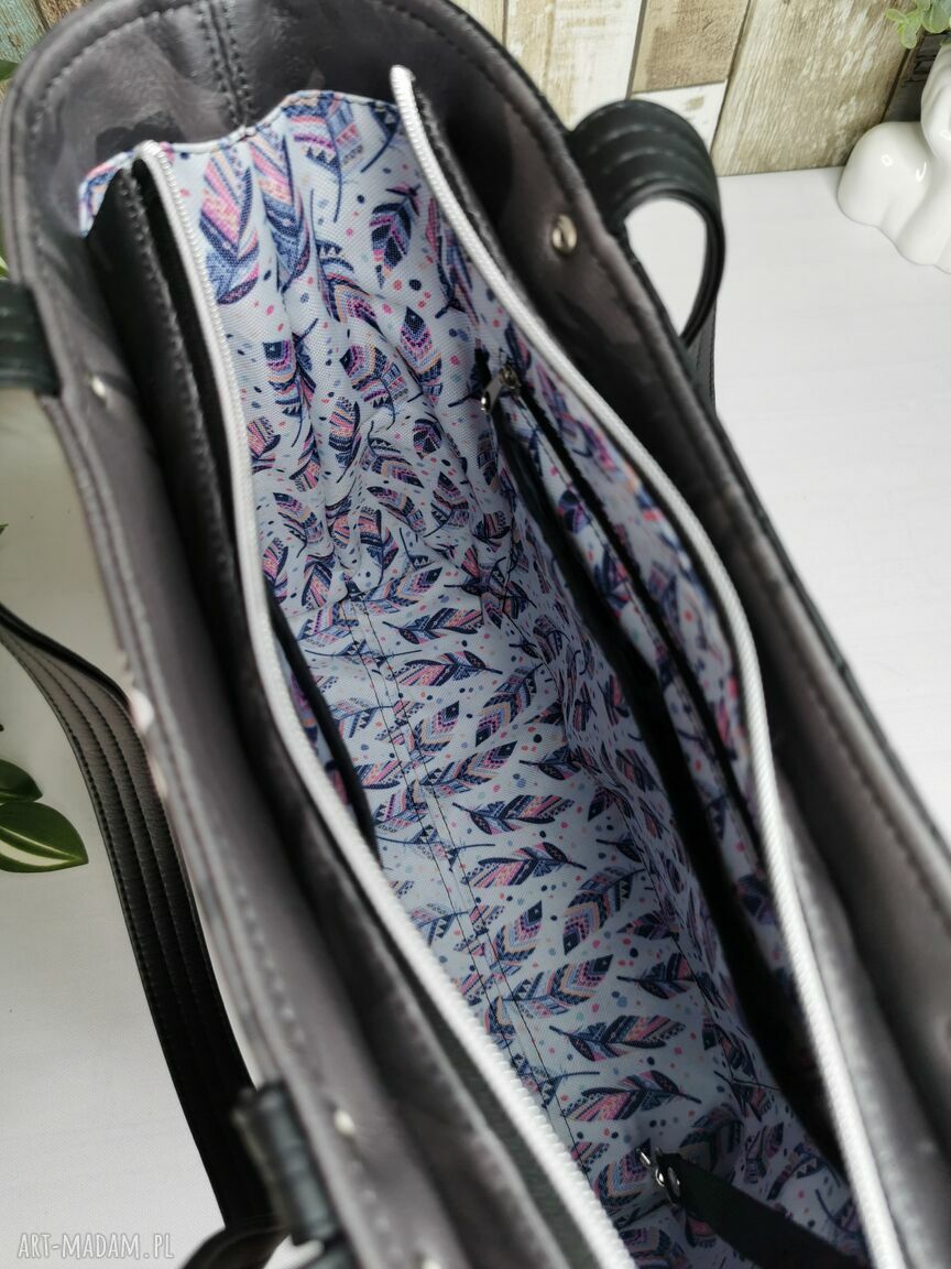 Torebka damska shopperka na ramię - pojemna (A4), polski produkt handmade