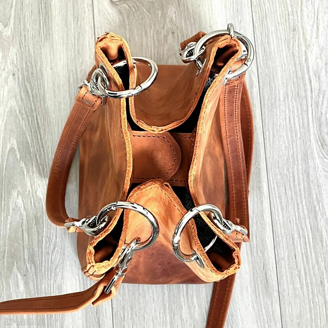 na ramię: Torebka damska skórzana w kolorze pomarańczy. handmade