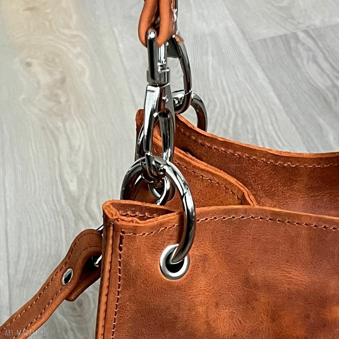 na ramię: Torebka damska skórzana w kolorze pomarańczy. handmade