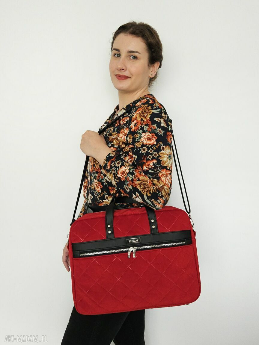 na laptopa: Torba biznesowa Melania czerwona Ręczne wykonanie