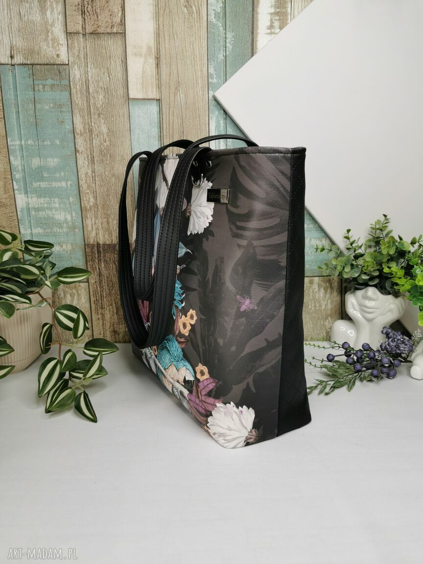 Torebka damska shopperka na ramię - pojemna (A4), polski produkt handmade