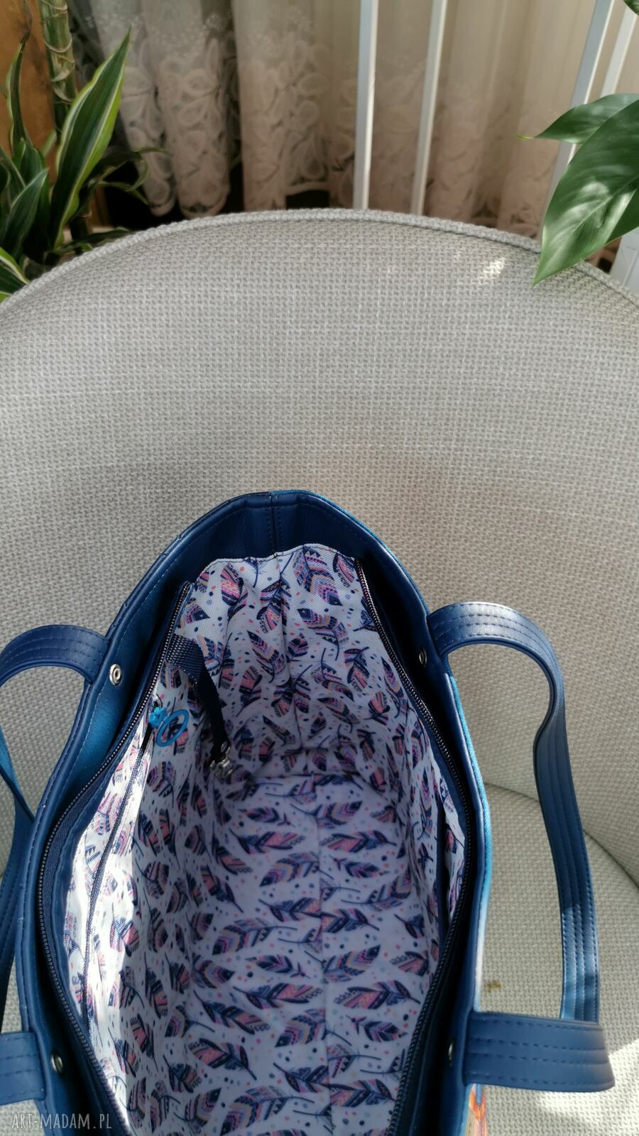 Torebka damska shopperka z kosmetyczką - motyl
