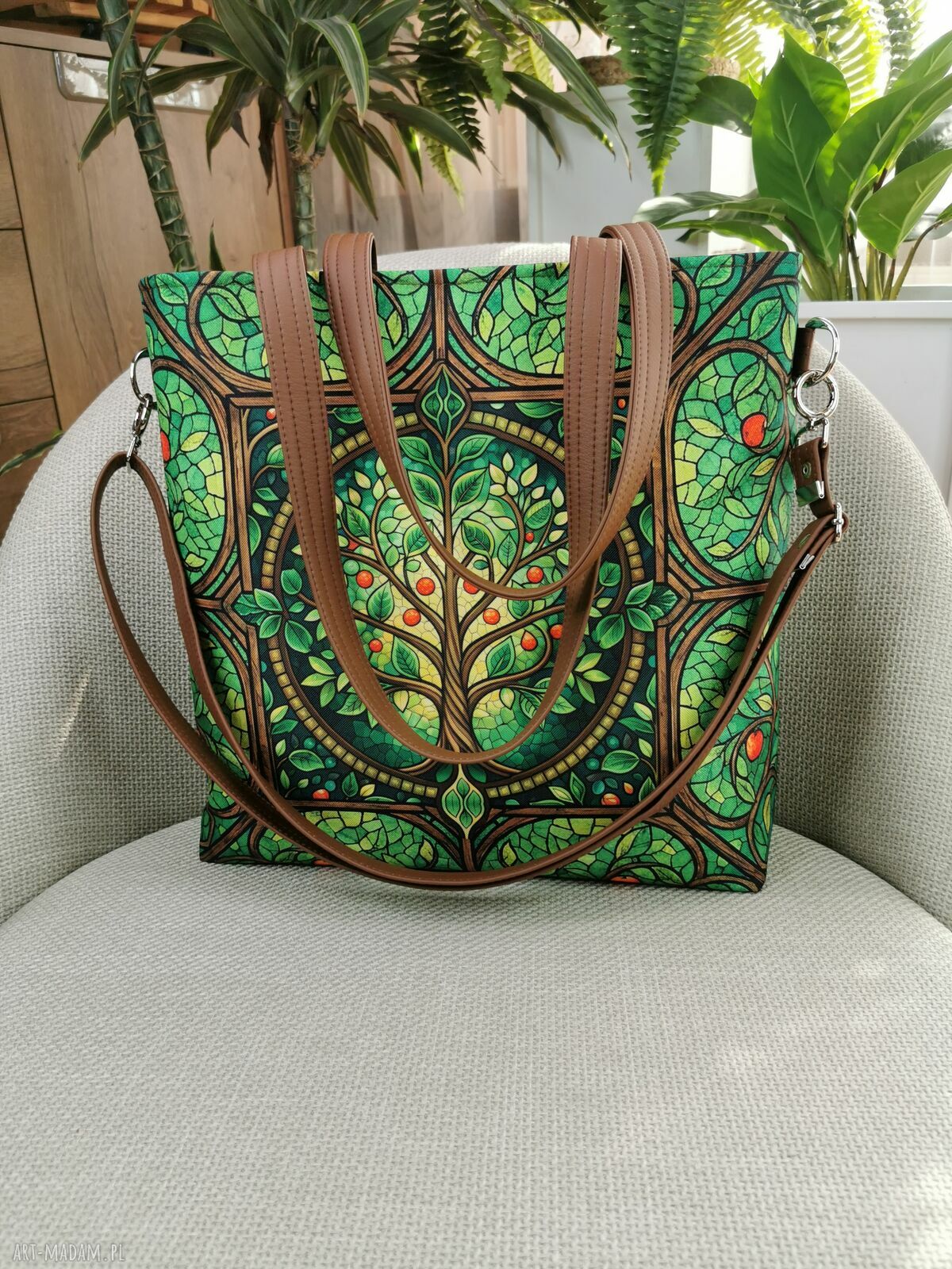 Torebka damska shopperka na ramię A4 z kosmetyczką - wodoodporna (handmade), w zestawie