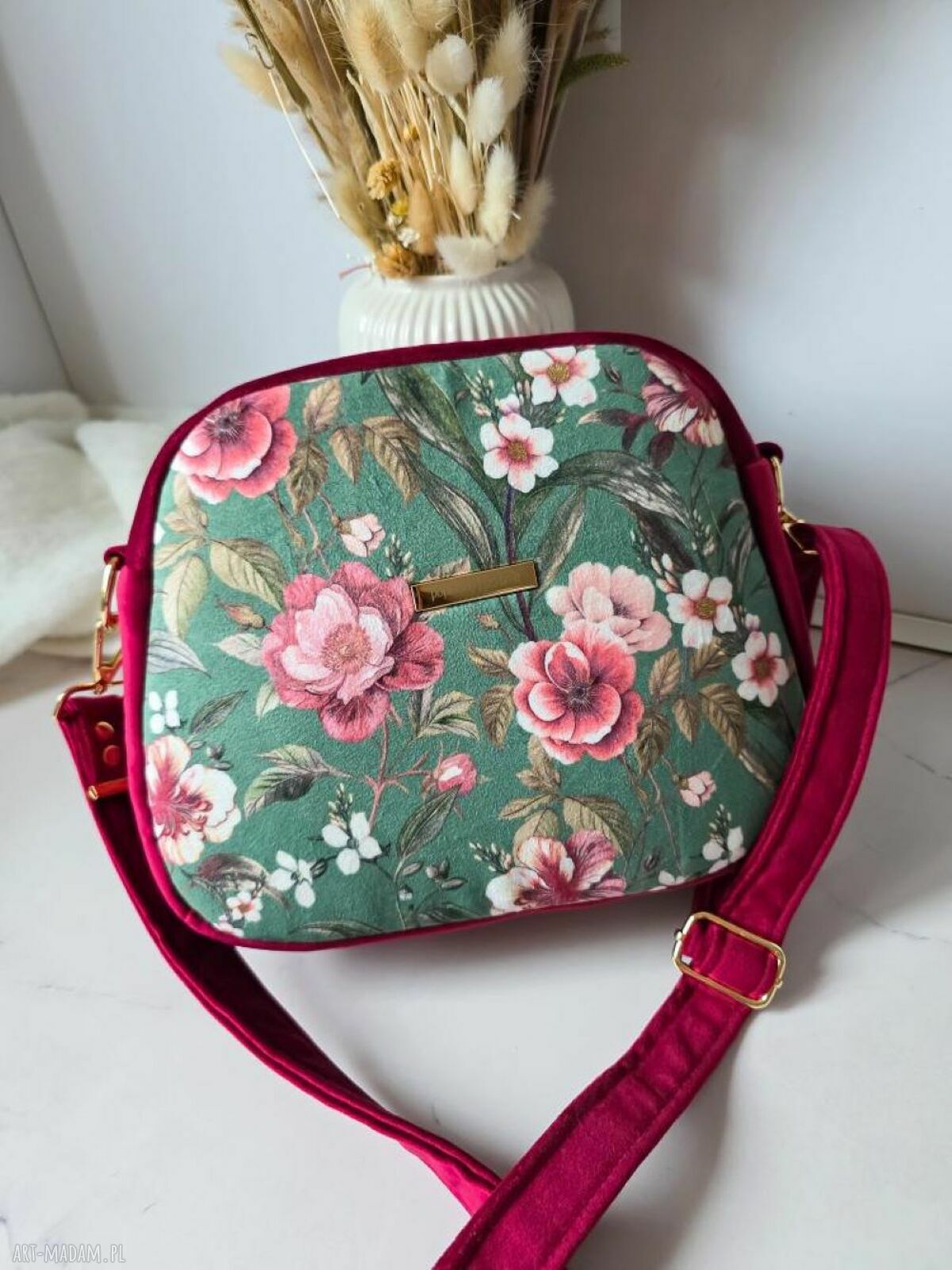 Torebka damska Box Ada z weluru - funkcjonalny handmade na co dzień