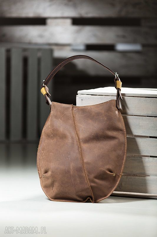 Torebka dwukolorowa skórzana na ramię - żółty i brąz NavahoClothing